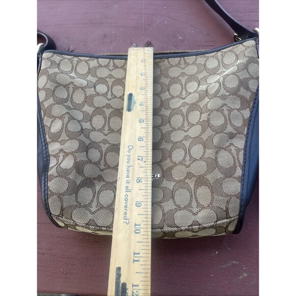 COACH Women's Signature Canvas Brown Leather Duffle Handbag Classic Design - Picture 15 of 16